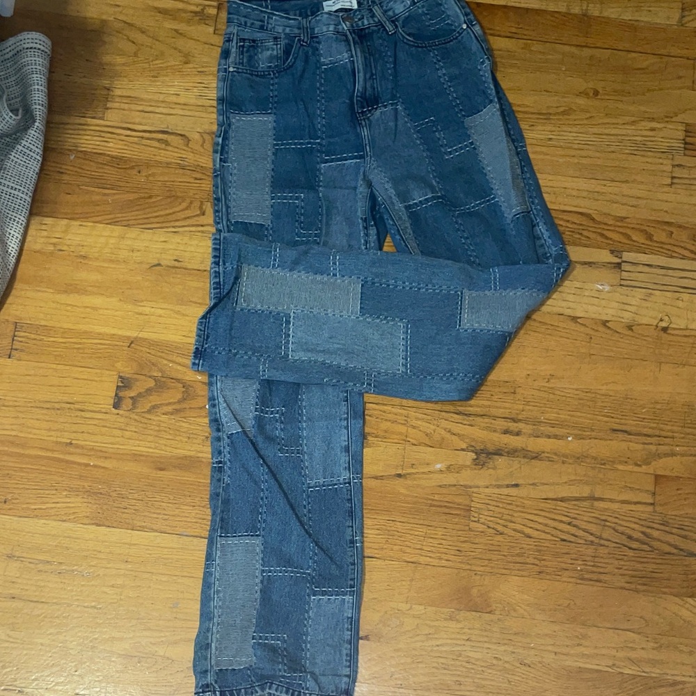 Blue Patchwork Jeans
